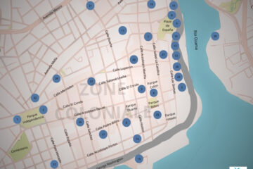 Carte détaillée des monuments de la zone coloniale de Santo Domingo